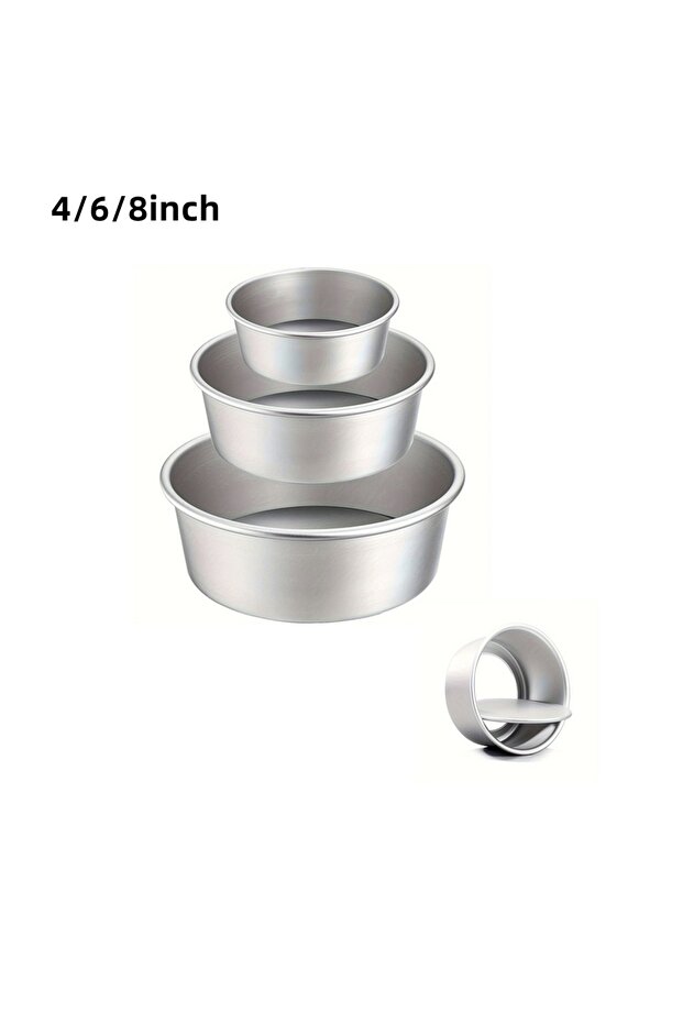 4 6 8inch 3pcs 1/3pcs Round Aluminum Cake Molud with Removable Bottom 4/6/8/10inch Hard Anodized Alu