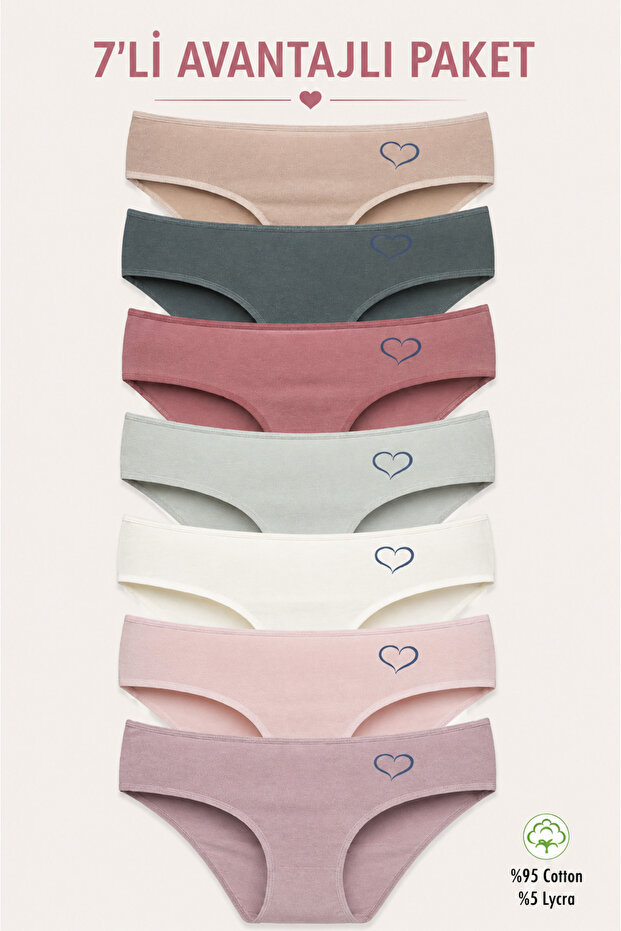 Women's Basic Cotton Bikini Panties 7-Pack - Flexible Comfortable Daily Underwear 4154