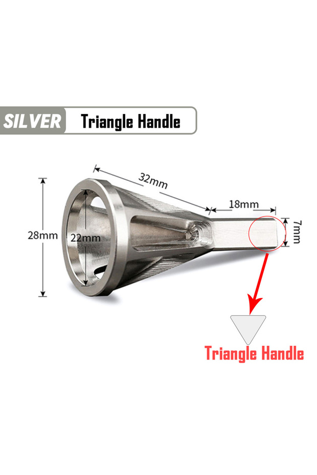Triangle silver Hex/Triangle Handle 3-Blade External Chamfer Tool,Fast Deburring Drill Bit Accessory