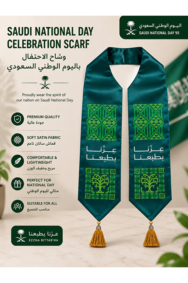 وشاح اليوم الوطني السعودي بنمط تقليدي
