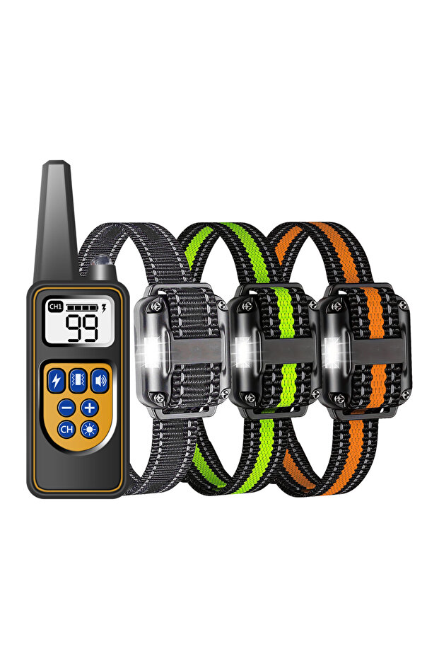 black Dog Training Collar with Remote, IP67 Waterproof Dog Shock Collars, 3 Dogs, Large, Medium, Sma