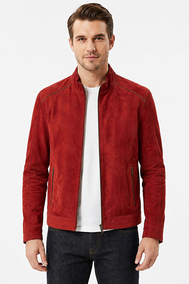 Alex Men's Burgundy Genuine Leather Suede Reversible Jacket