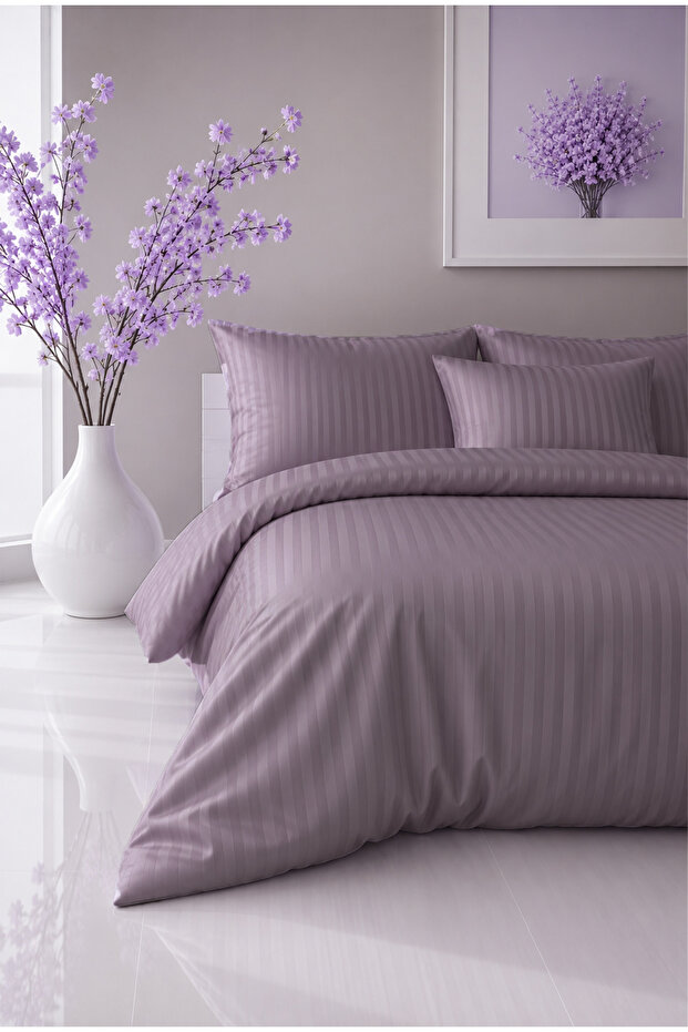 Premium Plum Cotton Satin Double Duvet Cover Set