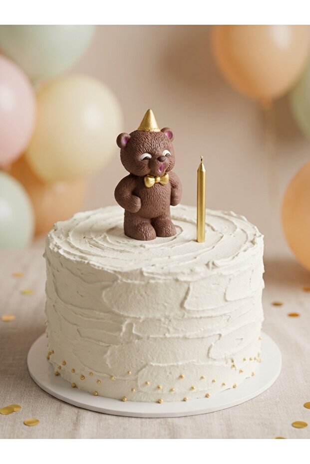 Handmade Candle Blowing Bear Figured Cake Decoration / Birthday Decoration - 1 Piece
