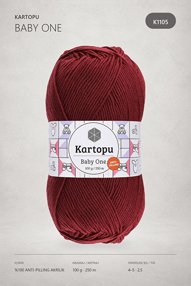 Baby One Anti-Pilling Baby Wool Light Claret Red K1105