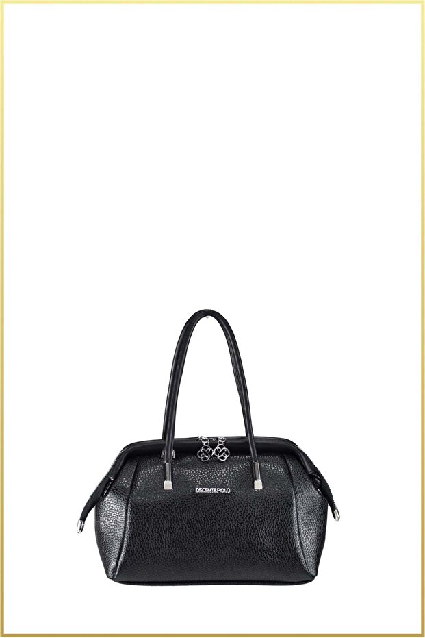 Women's Scholarship Textured Leather Crossbody Hand and Shoulder Bag - Black