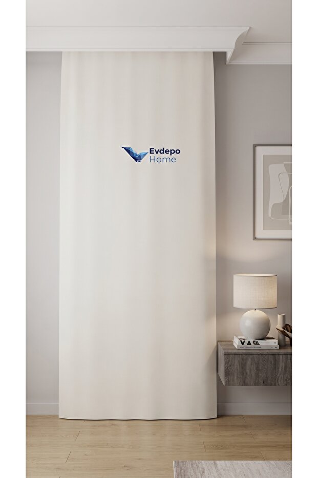 White Solid Color Background Curtain, Pleatless Flat Planting, Extrafor Drawstring, Single Wing