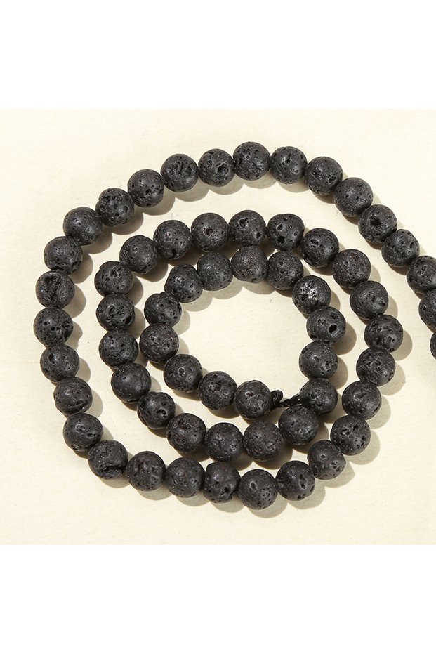 6mm Lava Stone Wholesale 4-12mm Natural Black Volcanic Lava Stone Round Loose Spacer Bead 15" Inch F