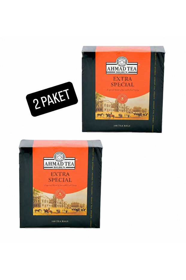 Ahmad Tea Bigben Extra Special Bergamot Flavored Scented Tea Cup Sachet Shake Smuggled Tea 100 Pieces X2 Arabic Written Sade for You