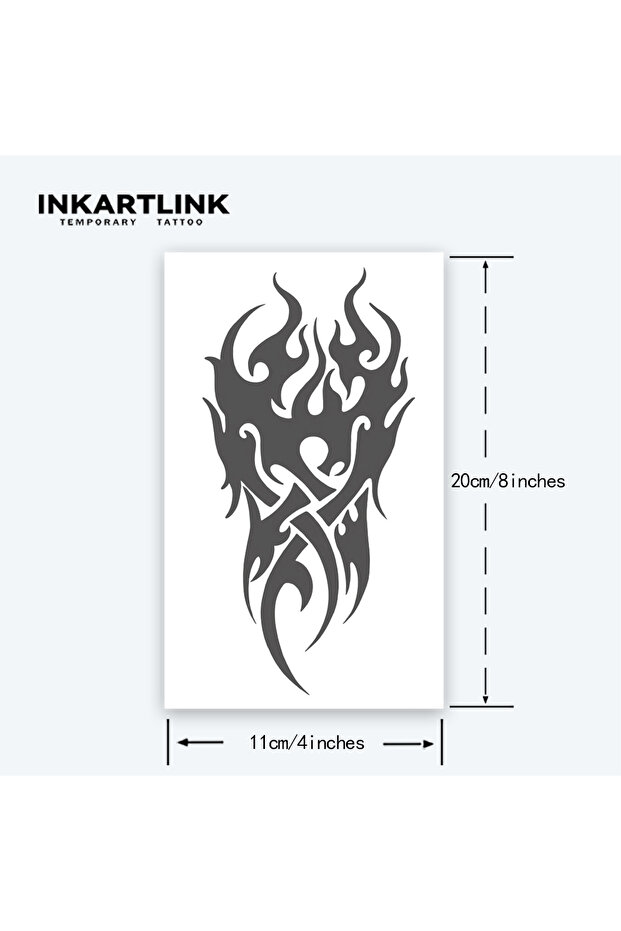 ملصق وشم IN-KARTLINK بتصميم لهب سلتيك، يدوم من 1-2 أسابيع، تصميم توتيم متشابك، مقاوم للماء