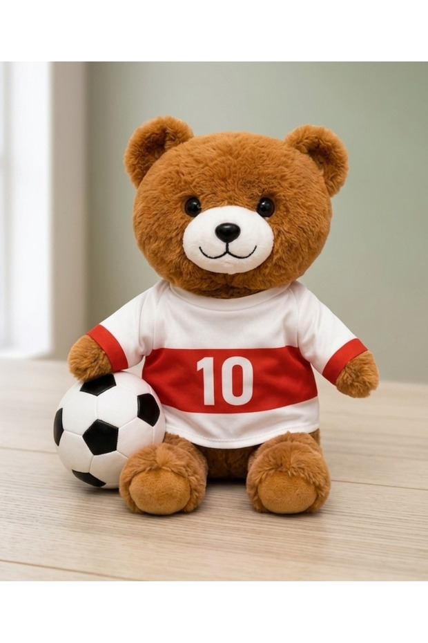 Toy Plush Red and White Jersey Football Player Teddy Bear 45 cm