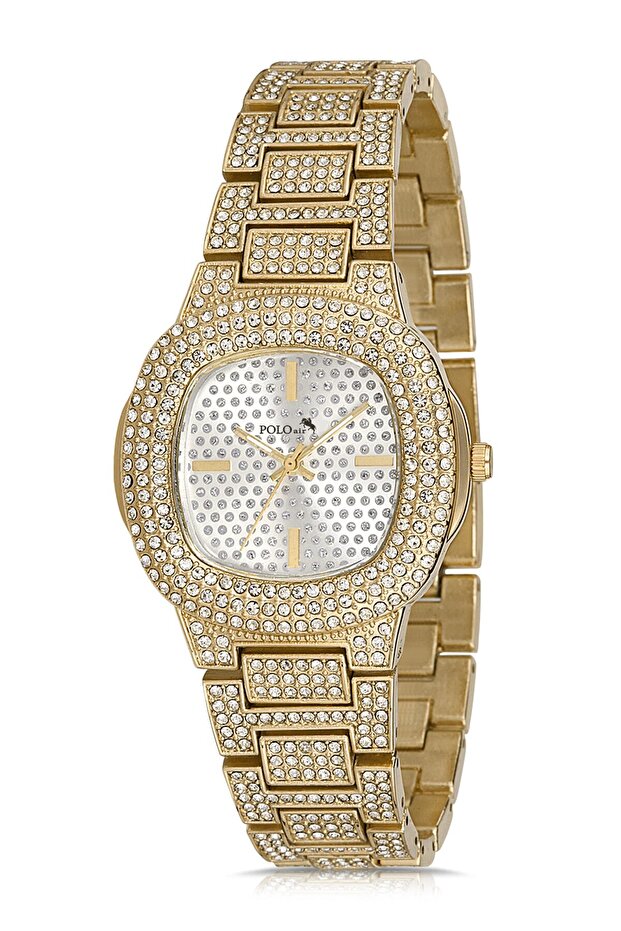 Single row luxury stone women's wristwatch gold color pl-1329b1x