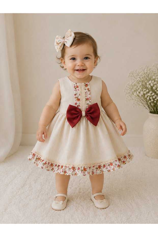 Muslin Dress with Bow Detail