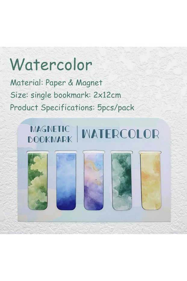 5pcs 5pcs Watercolor Magnetic Bookmark Reading Pages Books Annotated School Stationary Supplies DIY