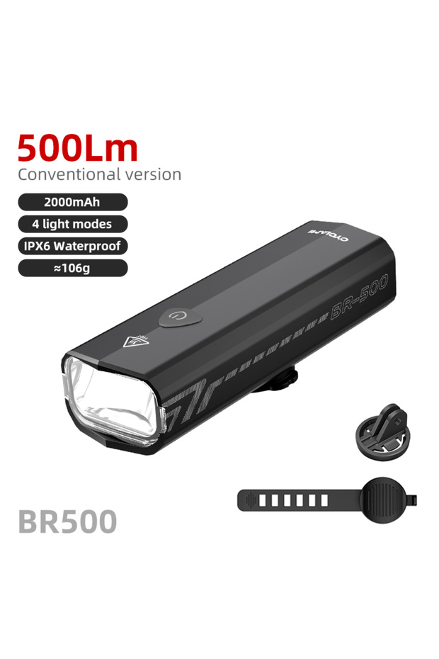 BR500 CYCLAMI Bicycle Front Light 500LM Bike Light 2000mAh Waterproof Headlights Flashlight Type-C C