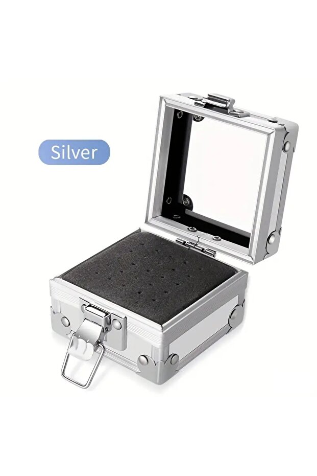 Silver 1pc 25 Holes Nail Art Drill Storage Box Manicure Grinding Polish Head Bit Holder Display Nail