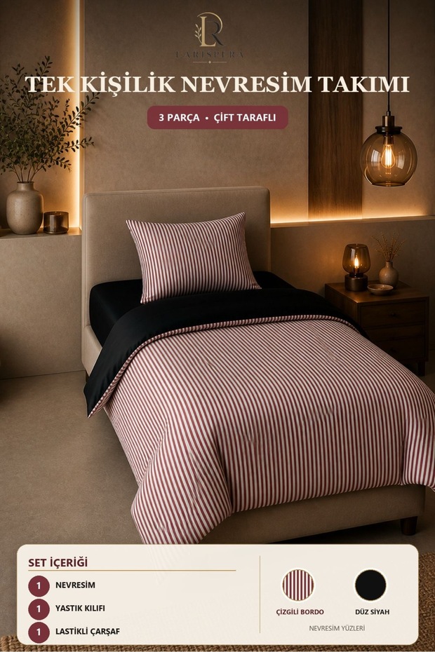 Single Double Sided Cotton Bedding Set Striped-Solid Black Duvet Cover/Pillowcase/Fitted Sheet 3 Piece Set