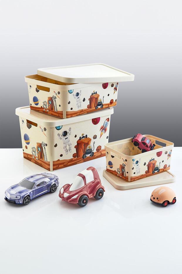Set of 3 Stafi Patterned Box with Lid Space (4.5-12-18 Lt)
