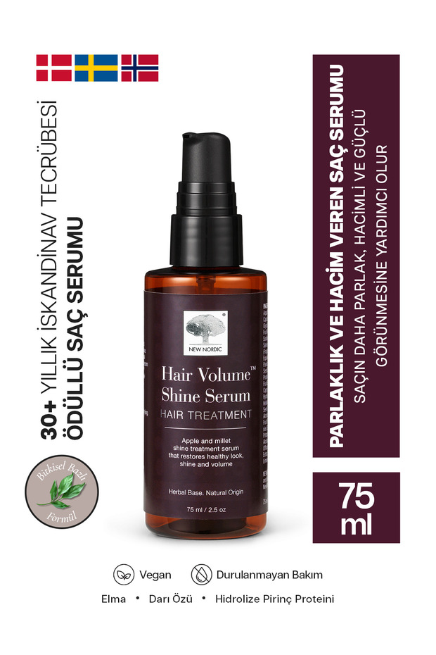 Hair Volume Serum Containing Apple and Millet Extract, Anti-Hair Loss, Volume and Shine-Providing Serum 75 ml