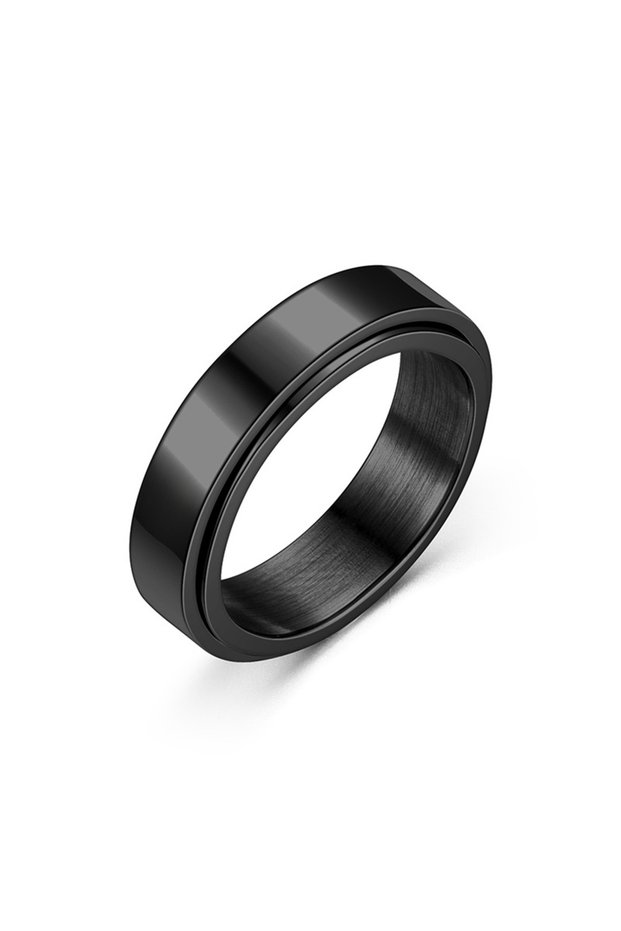 11 as picture Black Color Anxiety Fidget Spinner Rings Black Silver Color Stainless Steel Spinning R