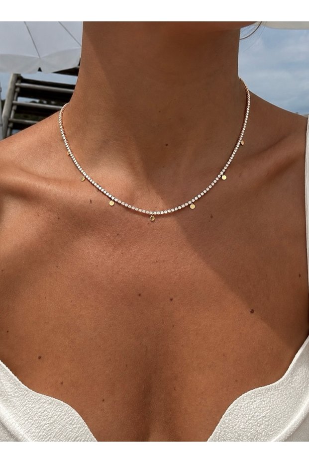 Zircon Stone Waterway Flake Beaded Necklace
