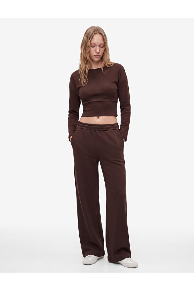 Regular Fit Boat Neck Gathered Long Sleeve Blouse