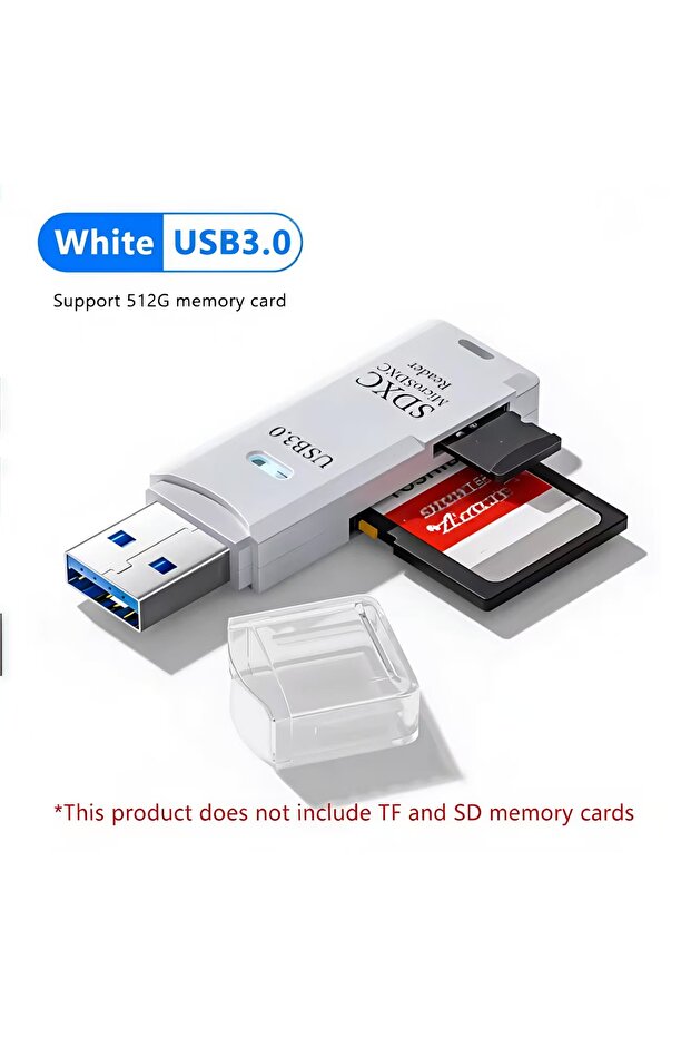white3.0 1Pcs 2 in 1 USB 3.0 Card Reader Micro TF SD Card Reader USB Adapter High Speed Card Reader