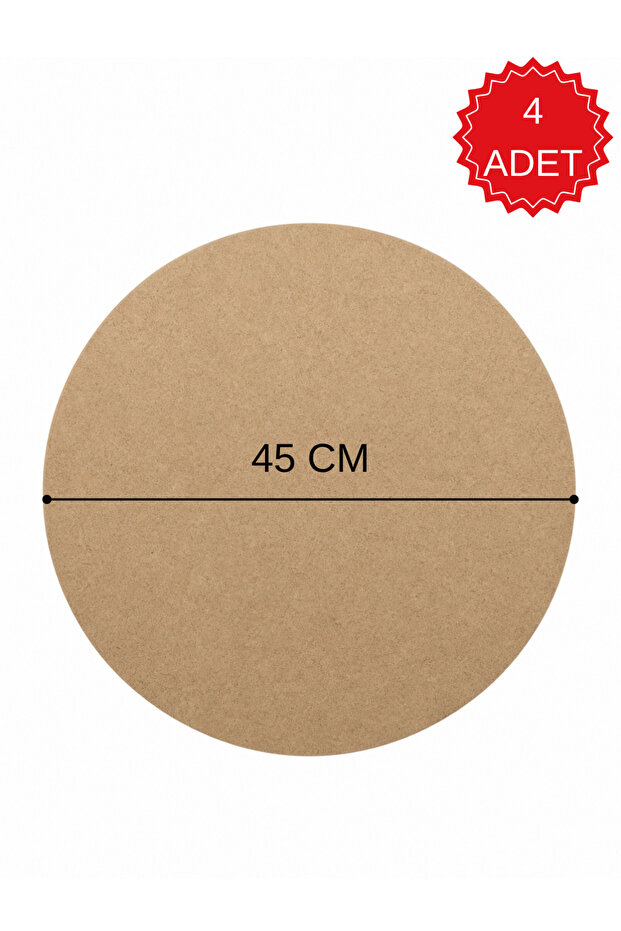 4 Pieces 45 cm Diameter 3 mm (2.7 mm) Raw Mdf Circle Plate Supla Base