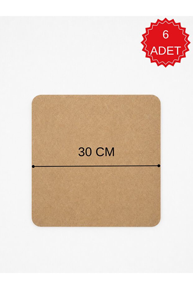 30 cm Square Supla Board - 6 Pieces Paintable Raw Mdf Square Serving Board 3mm