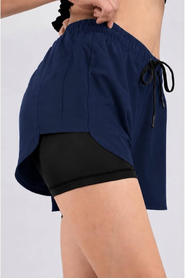 Women's Quick Dry Two Layered Leggings with Pocket Detail Sports Shorts