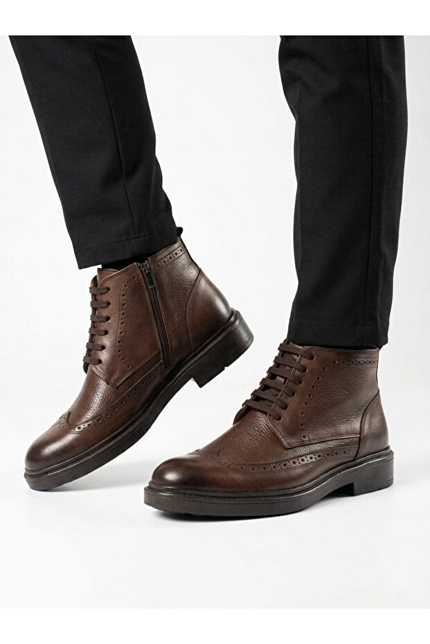 Men's Genuine Leather Boots - Fur-Lined, Cold and Water Resistant, Orthopedic, Non-Slip Sole Winter Shoes