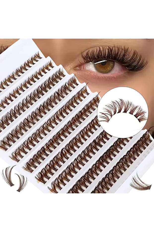 MIX Brown 200 Pcs Brown Cluster Eyelashes 40D Grafting Individual Volume Lashes Extension Makeup Too