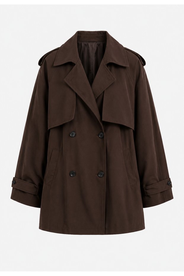 Brown Belted Short Trench Coat