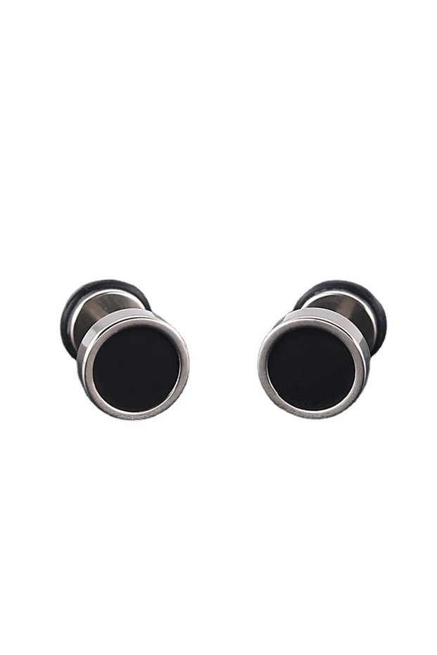 6MM Red 2pcs 16G Titanium Steel Men's Earings, Round Black Oil Drip Stud Earrings For Men Fashion St