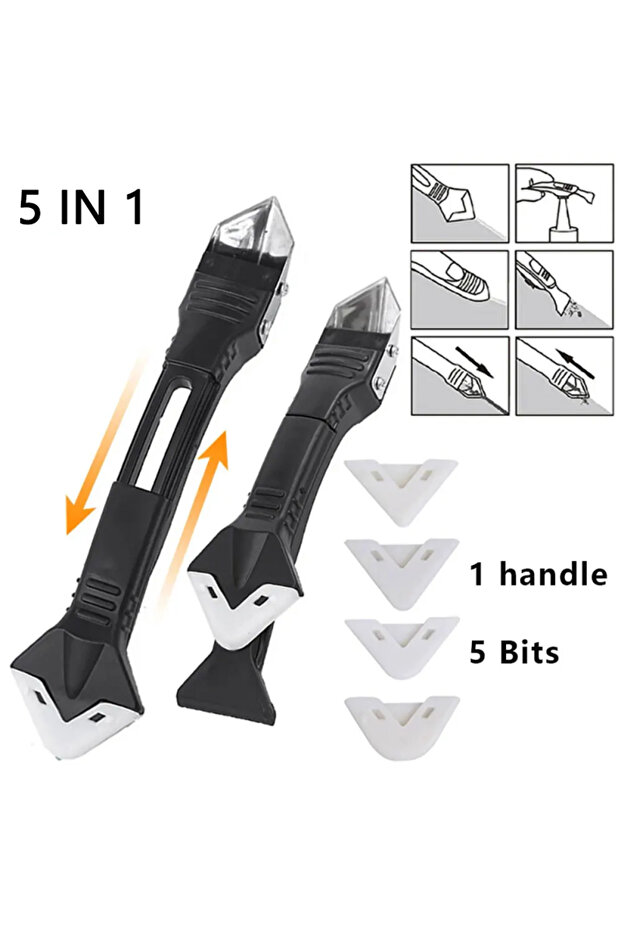 S1-5 IN 1 EVISPOL 5 in 1 Silicone Caulking Tool Multi-function Scraper Tool Grout and Caulk Removal