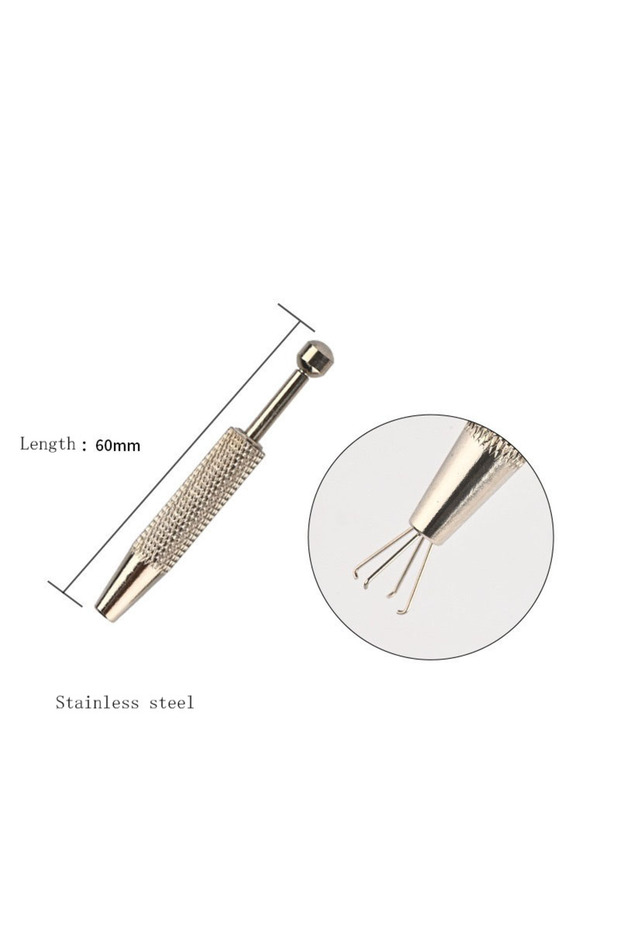 S3-1pc 1Pc Surgical Steel Professional Push in Syringe Type Quad Prong Small Bead Holder Grab Ball C