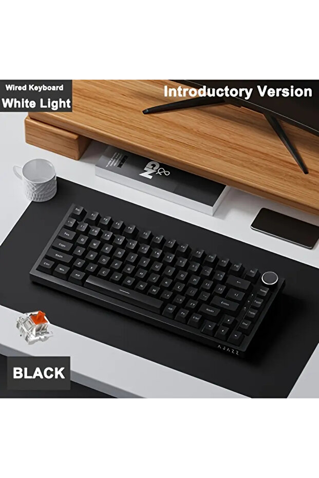 Black wired AK820 Wired With Rotary Volume Buttons Hot-Swappable Keys For Office And Hom