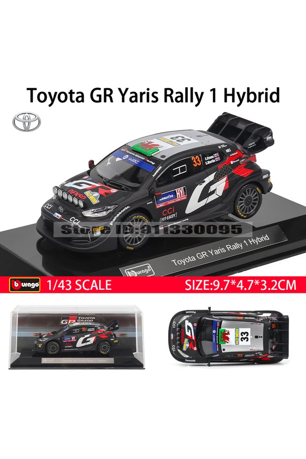 1-43 Tyota-33 Bburago 1:43 WRC Toyota GR Yaris Rally1 Hybrid Rovanpera #69 Ogier #17 Alloy Luxury Ve