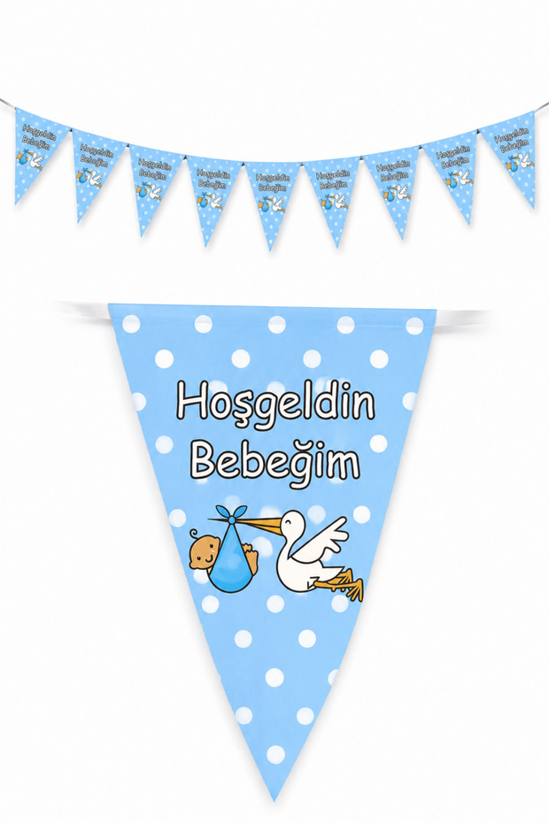 1 Piece Welcome Baby Blue Flag Pennant Male Decoration Materials Birth