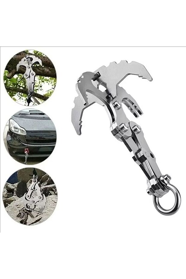 B-silvery Outdoor Rock Climbing Rescue Claw Survival Mountaineering Hook Tool Multifunctional Stainl
