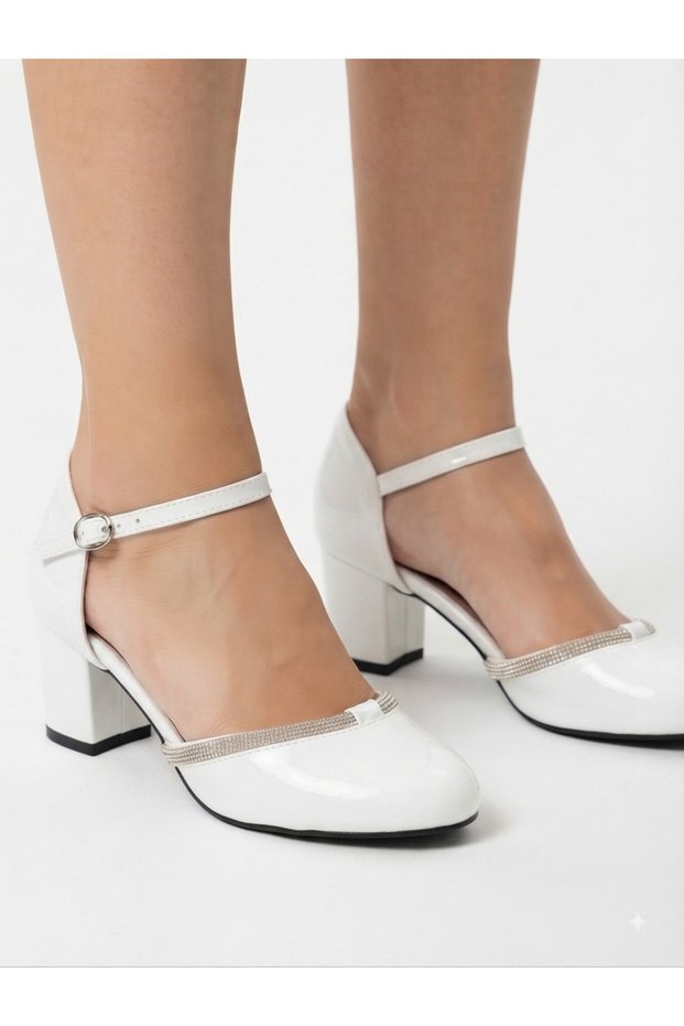 Girls' White Patent Leather Comfortable Square-Heeled Stylish Dressy Shoes