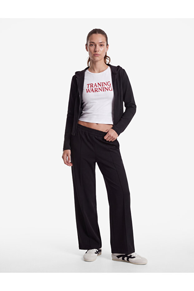 High Waist Ribbed Comfortable Fit Wide Leg Sports Sweatpants