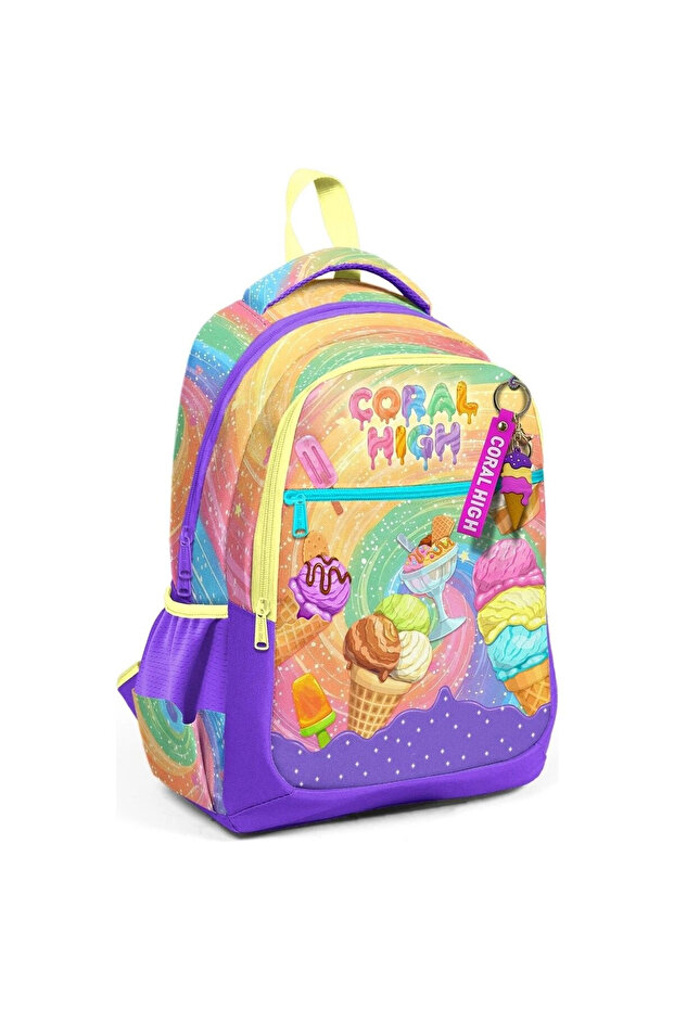 Kids Milka Ice Cream Patterned Three Compartment School Backpack 33254