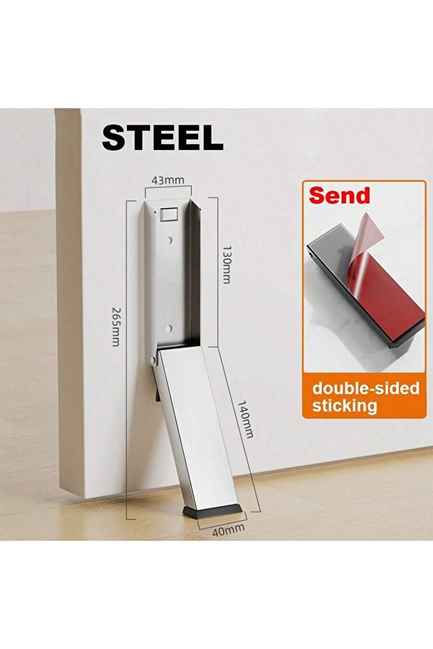 1pc 1pc sliver No-Slip Door Stopper: 1-Pack Heavy Duty Foldable Steel Stopper with Rubber Grip for H