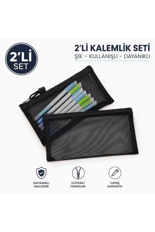 Zippered Mesh Pencil Holder – Transparent Pencil Case, School and Stationery Supplies Organizer Bag