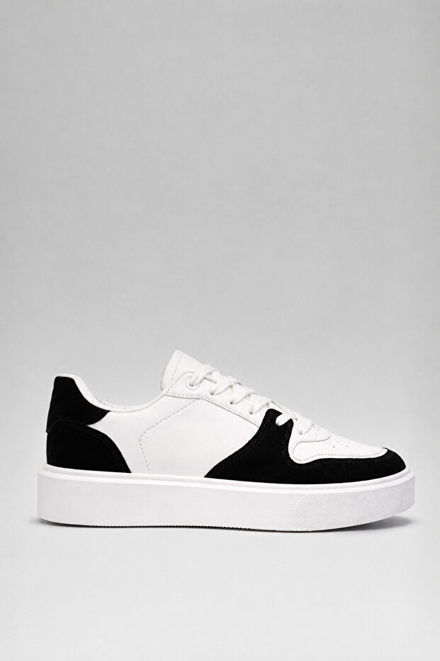 Men's White Color Faux Leather Walking Shoes Sneakers