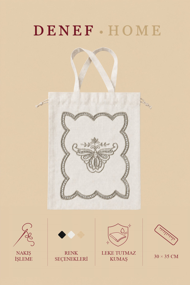 Kelebek - Multi-Purpose Bag Hole Work Beige - 30X35 cm 1 Piece