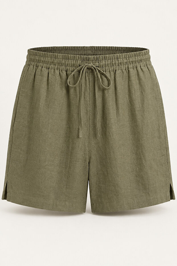 Faark Women's Viscose Linen Shorts with Comfortable Cut and Slit Detail