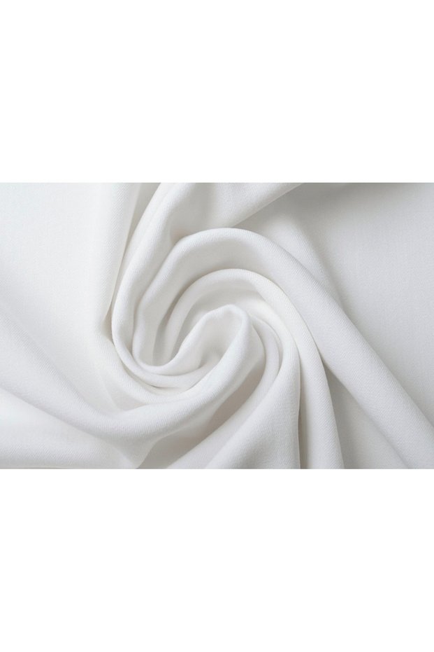 Crepe Fabric Flexible Off-White Draped Dress. Etek. Jacket. Pants