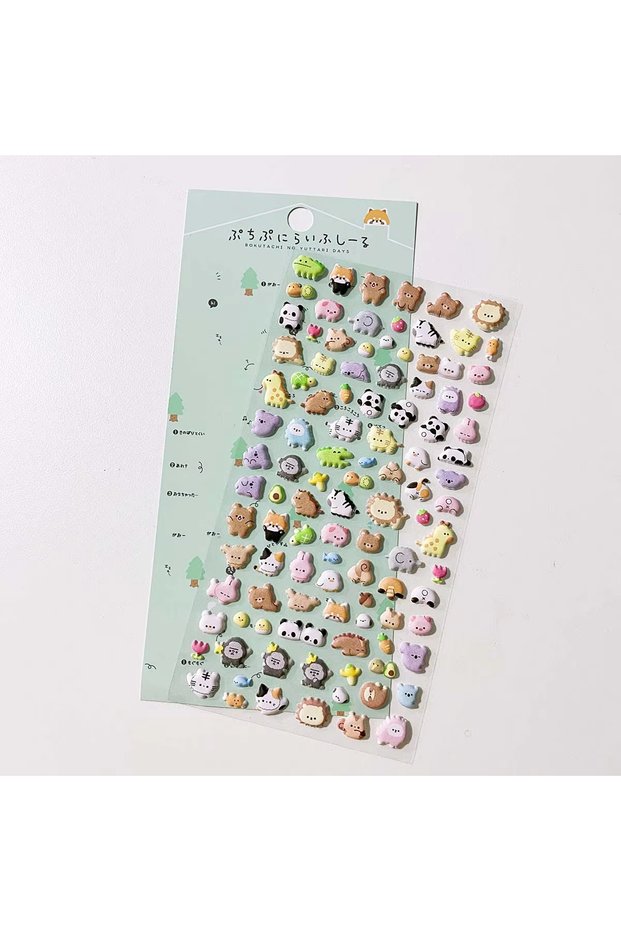 green Kawaii Animals 3D Puffy Stickers Cute Cartoon Scrapbooking Sticker DIY Journal Stationery Stic
